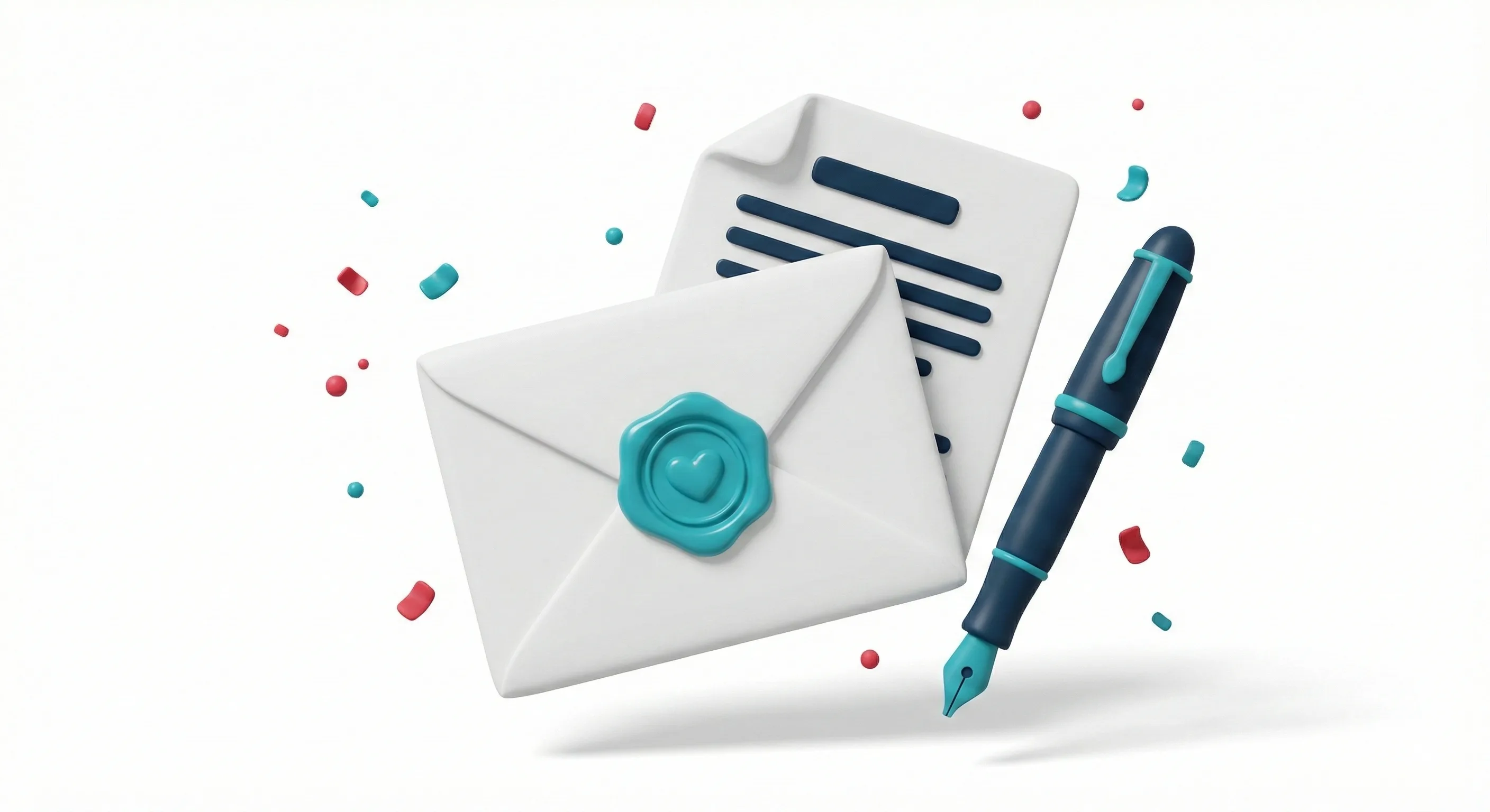 3D-Illustration: Schreibmaschine mit Presseausweis, Notizblock und Stift