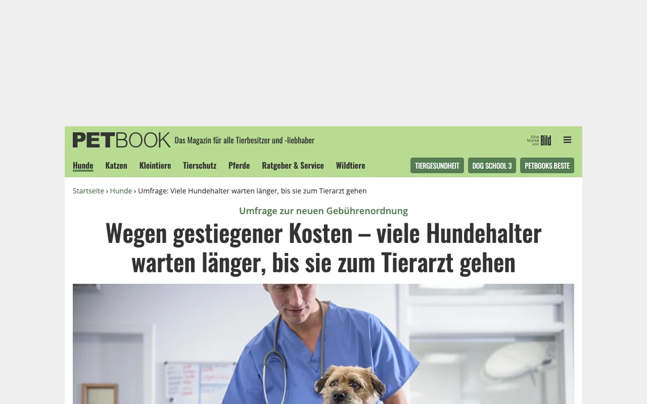 PETBOOK: Umfrage zu steigenden Tierarztkosten