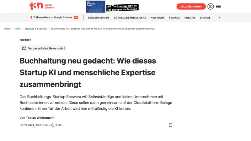 Seewara — KI-gestützte Buchhaltungsplattform für Selbstständige und KMU